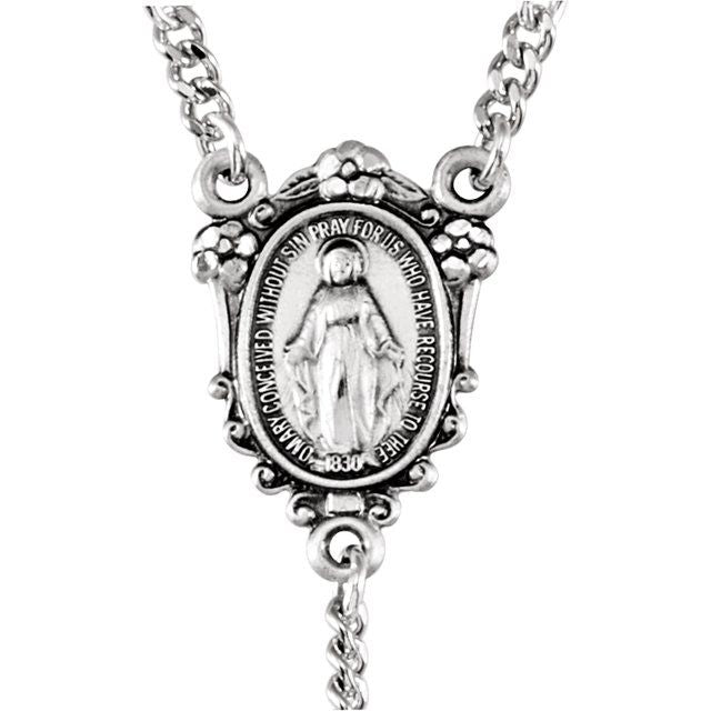 Sterling Silver Round Fluted Bead 21' Rosary