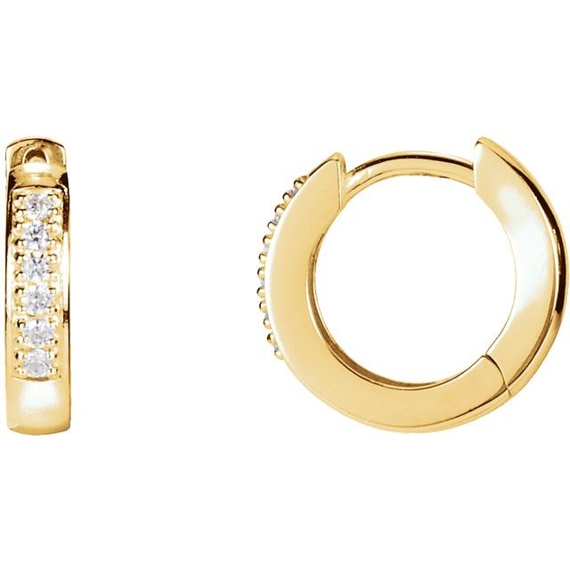 14k Yellow .08 Ctw Natural Diamond 12.5 Mm Huggie Earrings