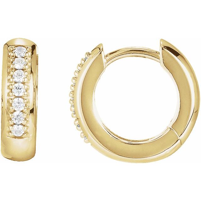 14k Yellow 1/8 Ctw Natural Diamond 12.6 Mm Huggie Earrings