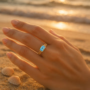 14K Yellow Natural Sky Blue Topaz Ring