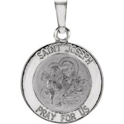 14K White 15 mm Round St. Joseph Medal