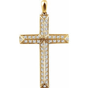 14K Yellow 3/4 CTW Natural Diamond Cross Pendant