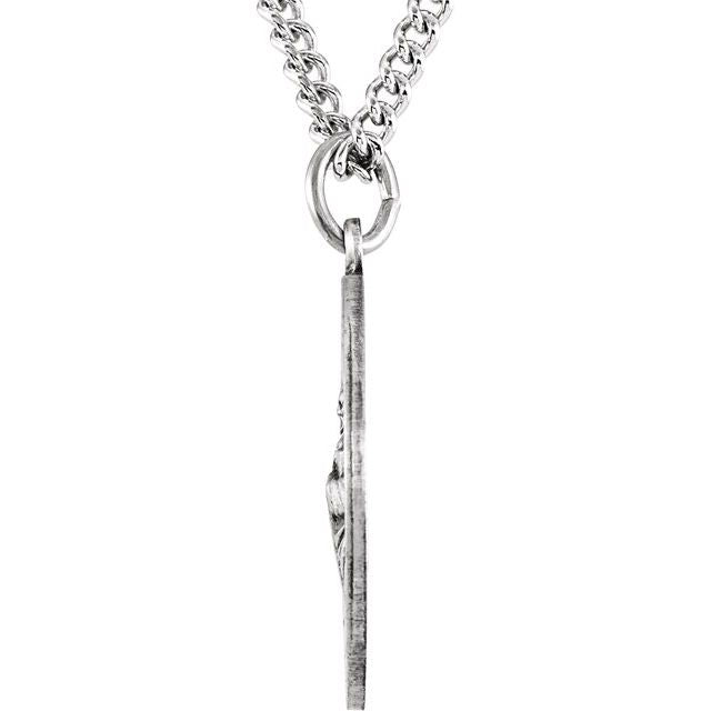 Sterling Silver 22 mm Round St. Jude Thaddeus Medal 24' Necklace