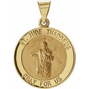 14K Yellow 18 mm Hollow Round St. Jude Medal