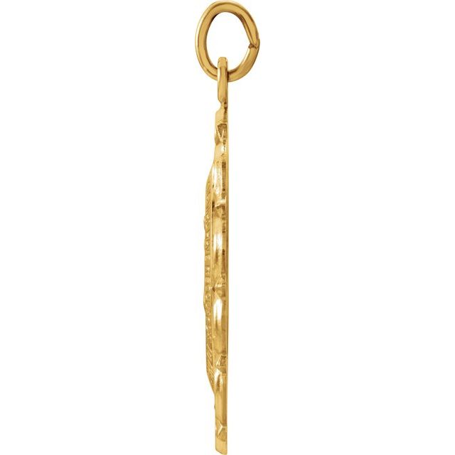 14K Yellow 25x18 mm Oval Filigree Miraculous Medal