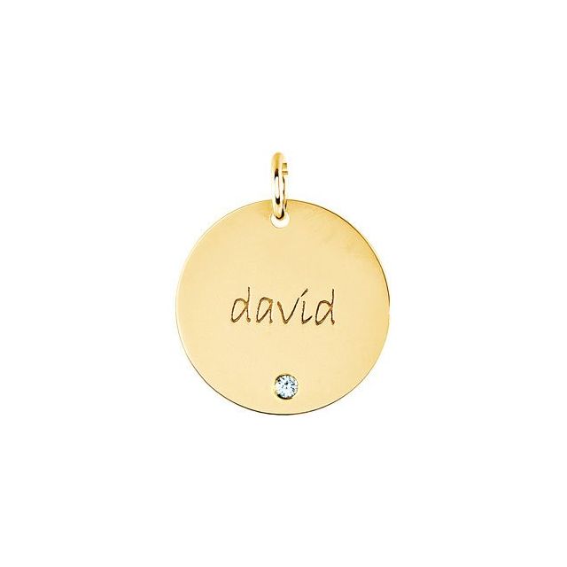 18k Yellow Vermeil Posh Mommy® Engravable Extra Large Disc Pendant
