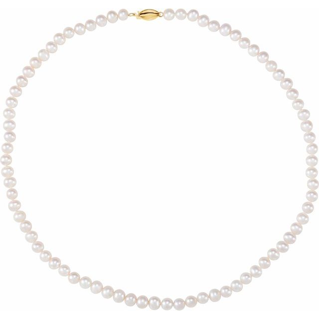 14K Yellow Panache® Cultured White Freshwater Pearl 18' Necklace