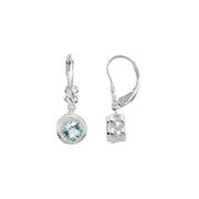 14K White Natural Aquamarine & .02 CTW Natural Diamond Earrings