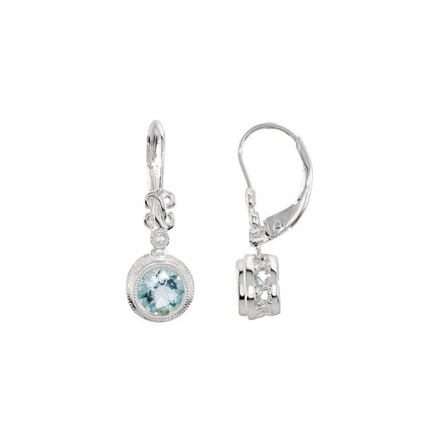 Sterling Silver Natural Aquamarine & .02 CTW Natural Diamond Earrings