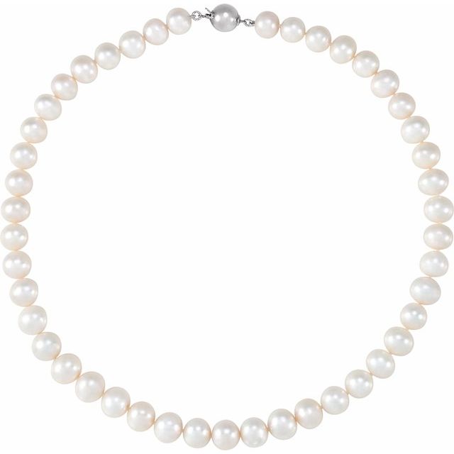 Sterling Silver Cultured White Freshwater Pearl 18' Necklace