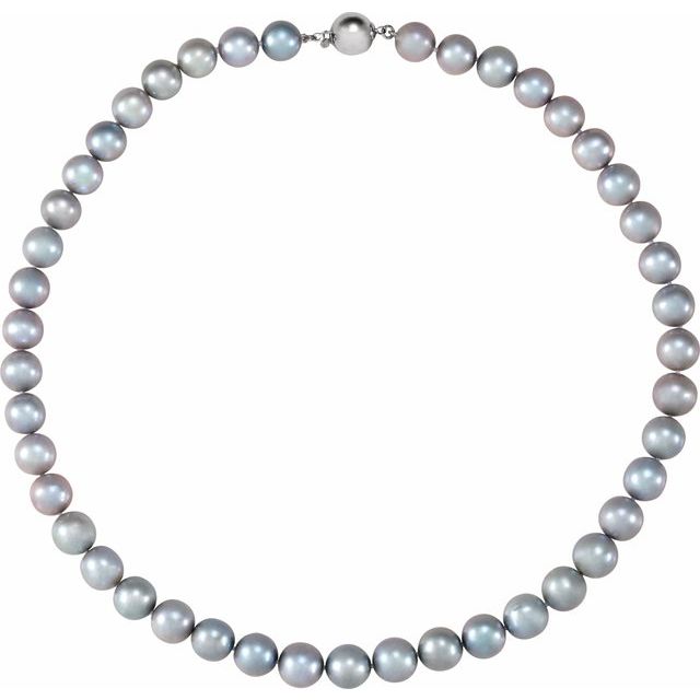 Sterling Silver Cultured Gray Freshwater Pearl 18' Strand