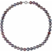 Sterling Silver Cultured Black Freshwater Pearl 18' Necklace