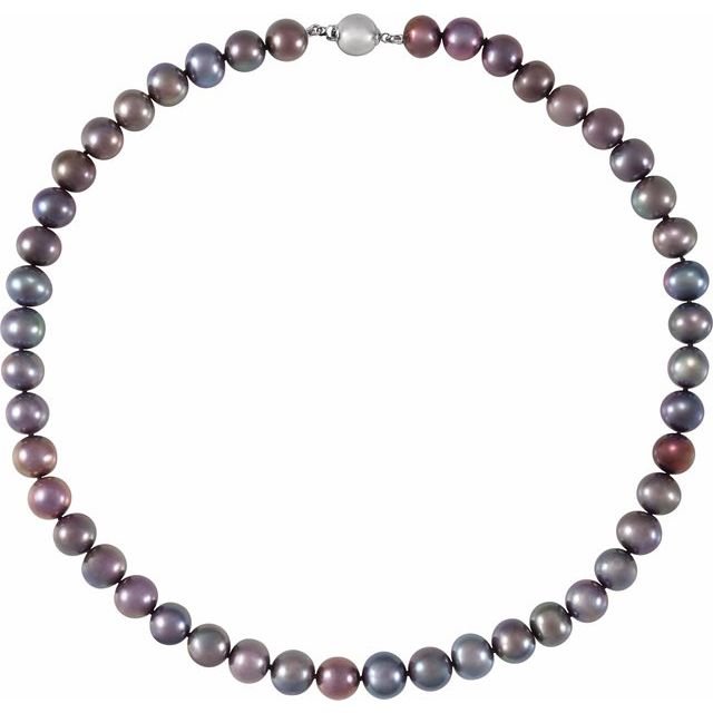 Sterling Silver Cultured Black Freshwater Pearl 18' Necklace