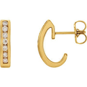 14k Yellow 1/4 Ctw Natural Diamond J-hoop Earrings