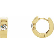 14K Yellow 1/2 CTW Natural Diamond Hinged Hoop Earrings