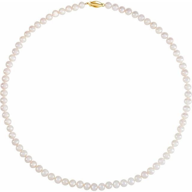 14k Yellow Panache® Cultured White Freshwater Pearl 18' Necklace