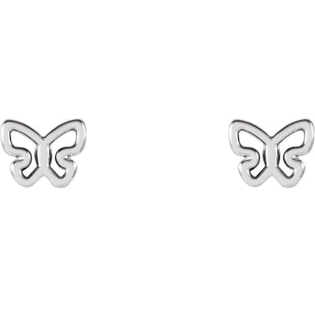 14K White Butterfly Earrings