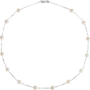 Sterling Silver Cultured White Freshwater Pearl 14-Station 18' Necklace