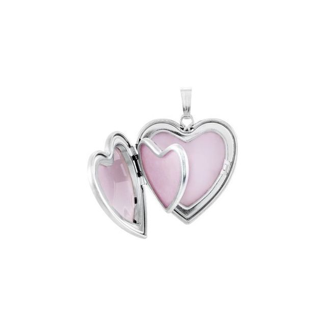 Sterling Silver 25.2x23.8 mm Mom Heart Locket with Enameled Flowers