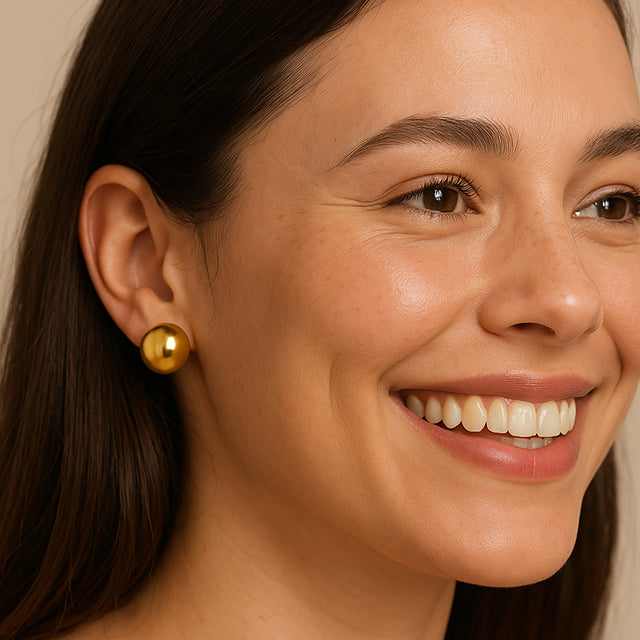 14K Yellow 18 mm Electroform Domed Earrings