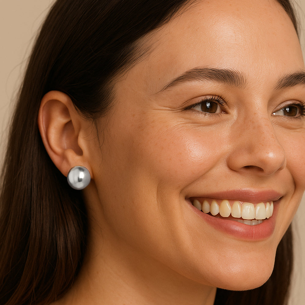 Sterling Silver 18 mm Electroform Domed Earrings