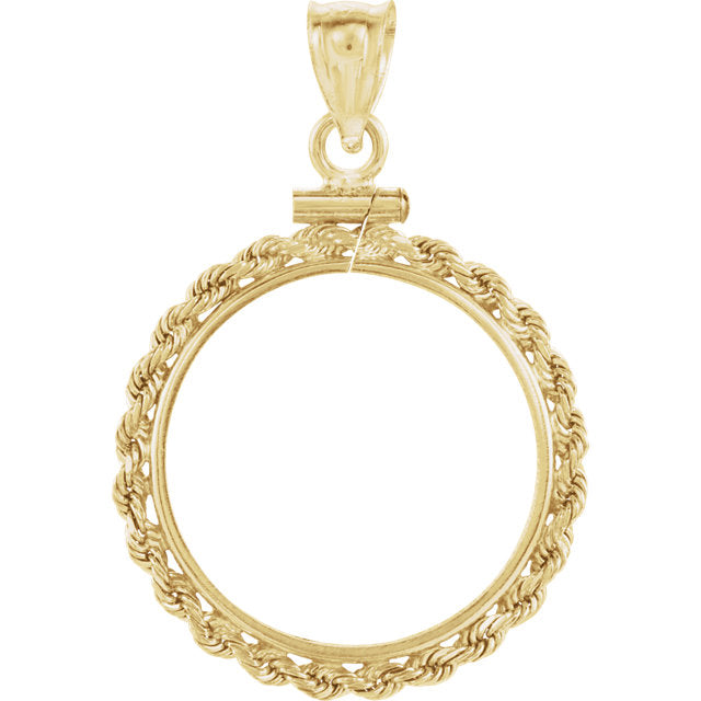 14K Yellow Pendant Mounting for 21.5x1.5 mm Coin