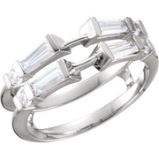 14k White  1/2 Ctw Natural Diamond Ring Guard