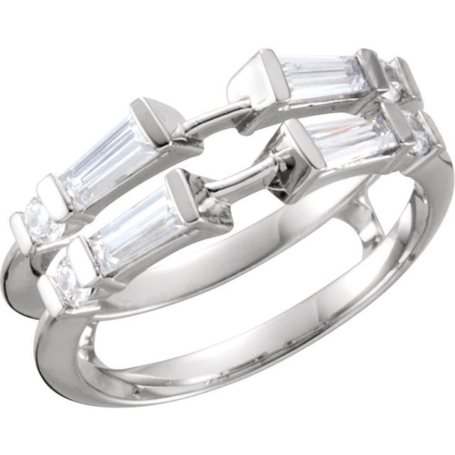 14k White  1/2 Ctw Natural Diamond Ring Guard
