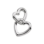 14K White Double Heart Pendant