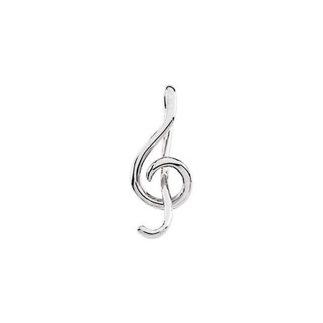14k White Treble Clef Pendant