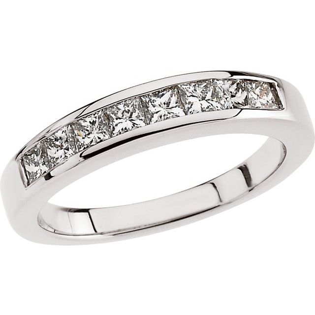 14k White 3/4 Ctw Natural Diamond Band