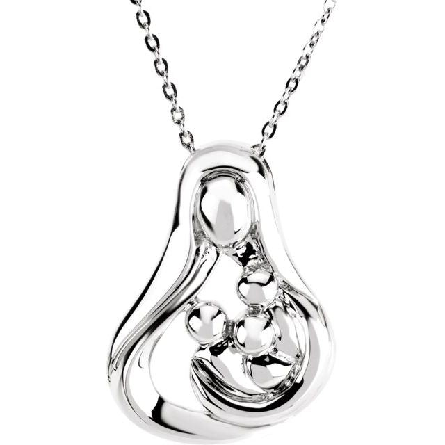 Sterling Silver 3 Child Mother's Embrace 18' Necklace