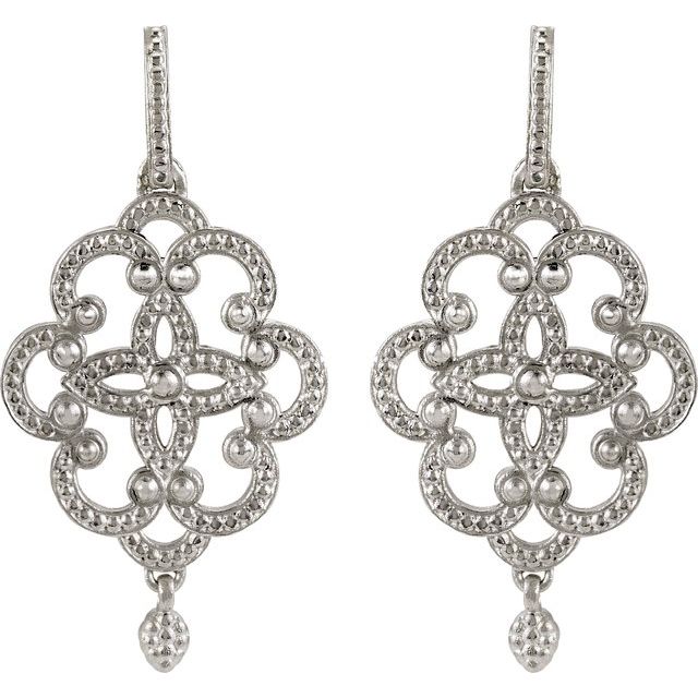 Sterling Silver & 14K White Granulated Earring