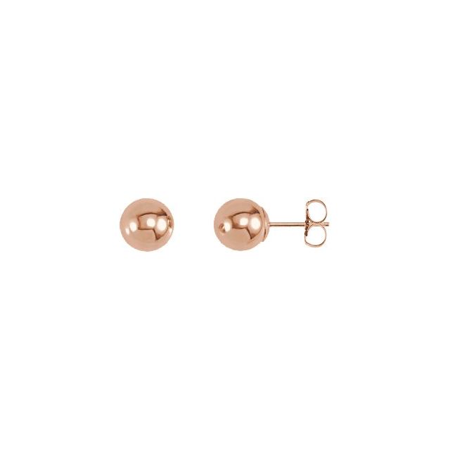 14k Rose 7 Mm Ball Earrings