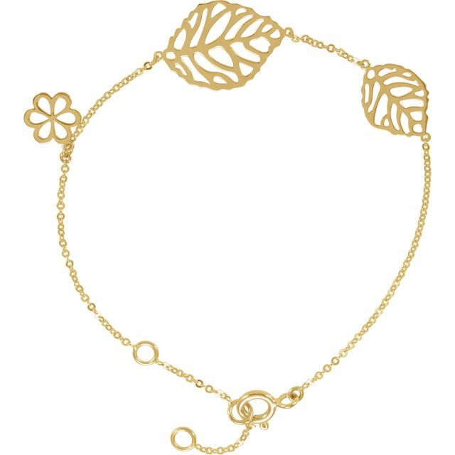 14K Yellow Floral 6 1/2 -7 1/2' Bracelet