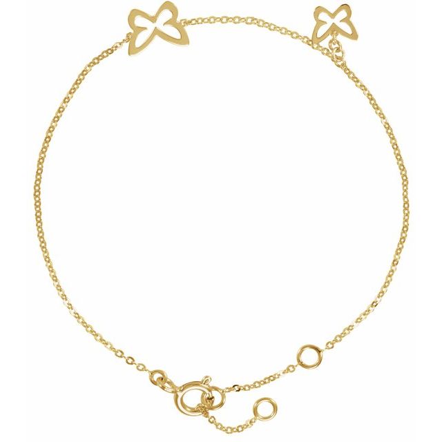 14K Yellow Butterfly Adjustable 6 1/2-7 1/2' Bracelet