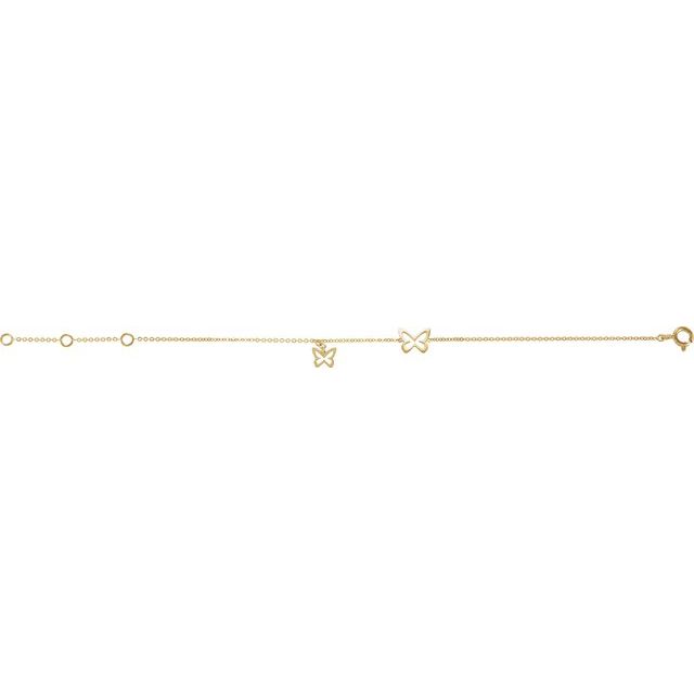 14K Yellow Butterfly Adjustable 6 1/2-7 1/2' Bracelet