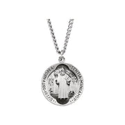 Sterling Silver 18.5 mm St. Benedict Medal 18' Necklace