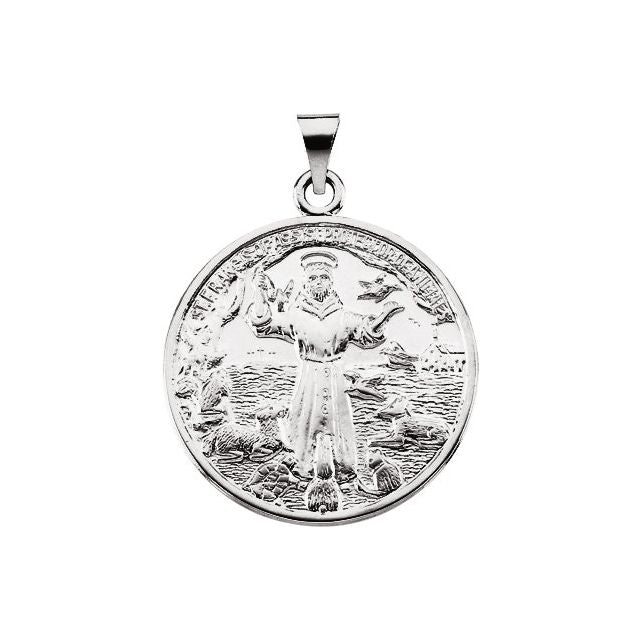 Sterling Silver 25 mm St. Francis of Assisi Medal
