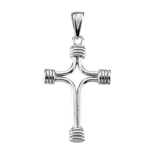 14K White 33.75x23.25 mm Cross Pendant