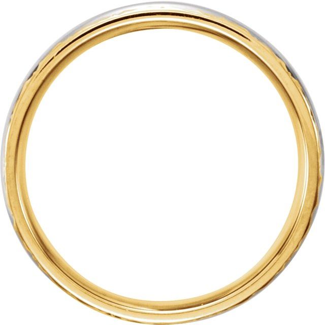 14k Yellow/white/yellow 6 Mm Design-engraved Band Size 7