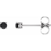 14K White 2.5 mm Natural Black Onyx Stud Earrings