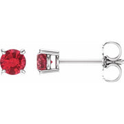 14k White 4 Mm Lab-grown Ruby Stud Earrings