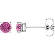 14K White 4 mm Natural Pink Sapphire Stud Earrings