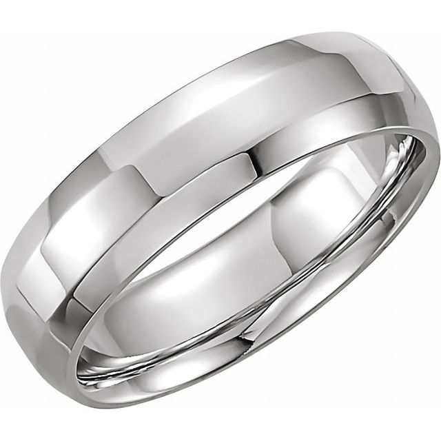 14K White 10 mm Beveled-Edge Comfort-Fit Band Size 9.5