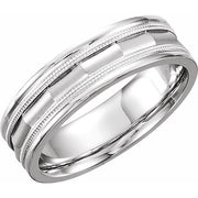 14K White 6 mm Design Band with Milgrain  Size 6