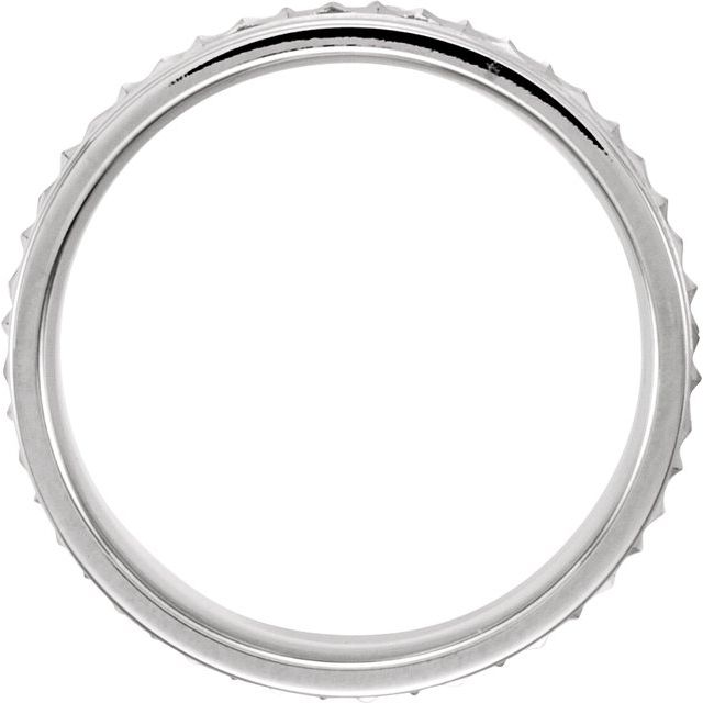 14K White 7 mm Design Band with Milgrain Size 7.5
