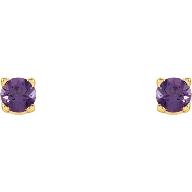 14K Yellow 2.5 mm Natural Amethyst Stud Earrings