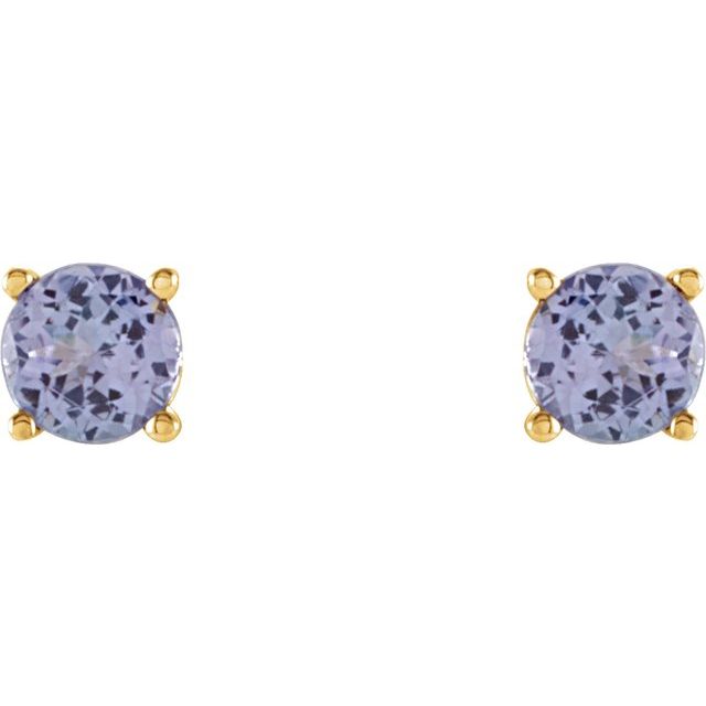 14K Yellow 4 mm Natural Tanzanite Stud Earrings