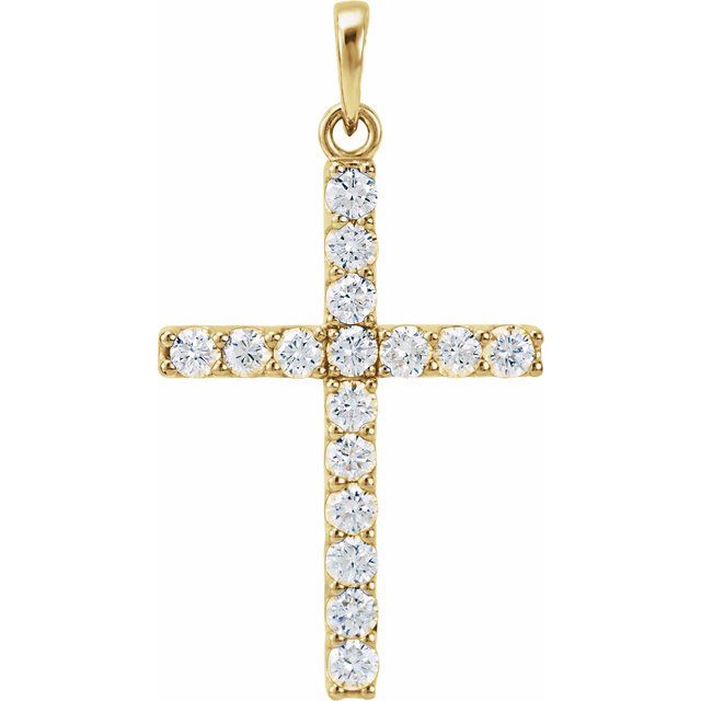 14K Yellow 1 CTW Natural Diamond Cross Pendant
